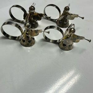 Holiday Hearts Silverplated Set of 4 Angel Napkins Rings Holiday Dinner Decor